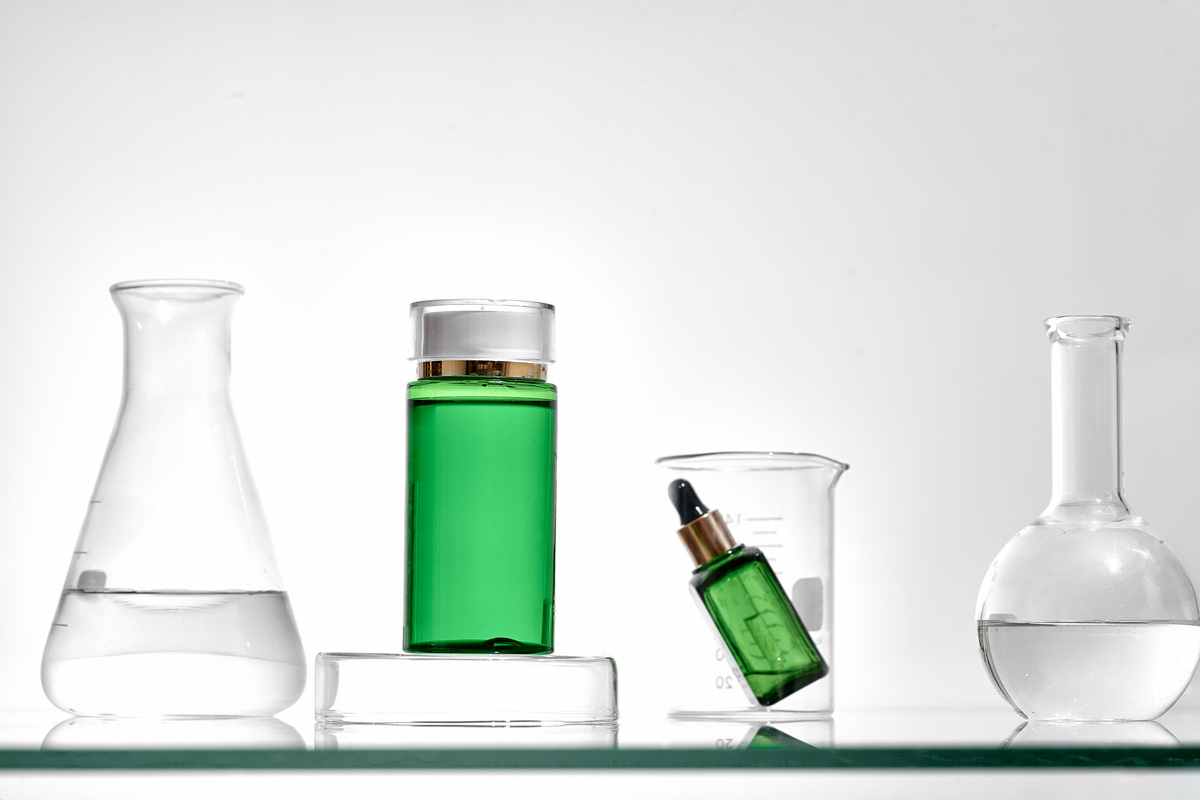 Clinical Beauty Skincare Bottles and Beakers